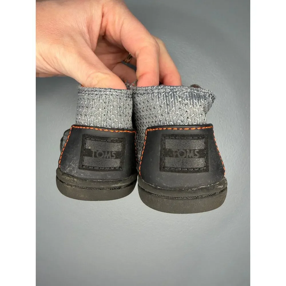 TOMS Tiny Toms Paseo Mid Textured Nylon sneakers Gray Orange Toddler 5 Easy Shoe
